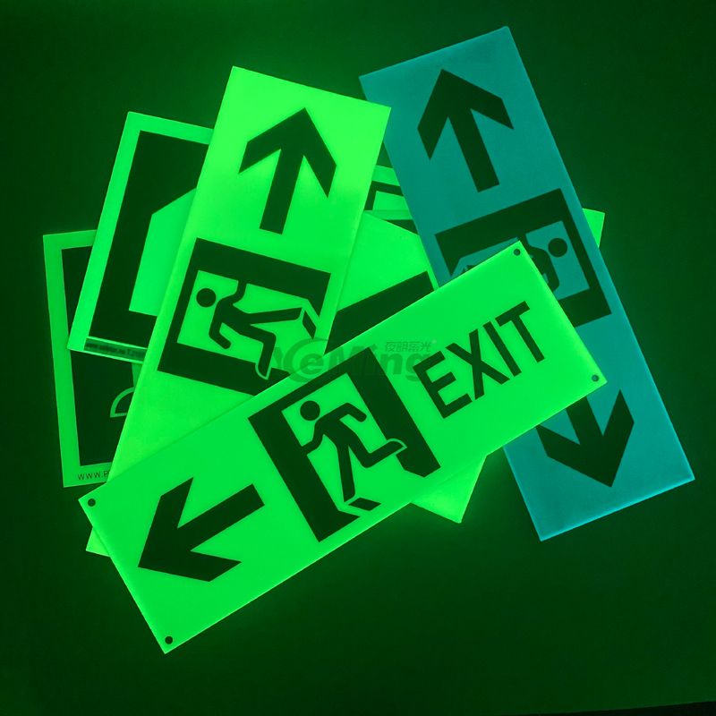 Safety Man Running Right Sign Aluminum Photoluminescent (Glow In The Dark) Exit Sign