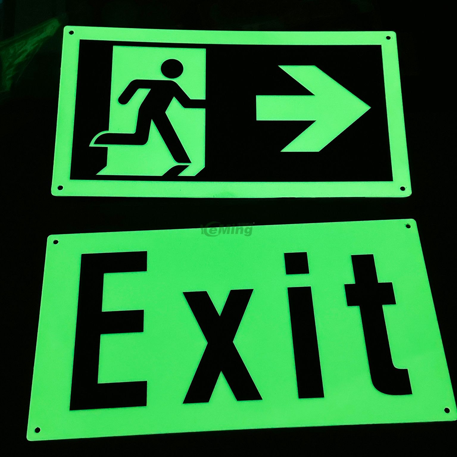 Emergency Photoluminescent Exit Sign Warning Signage Green exit sign Glow in the dark for Business,School,Office