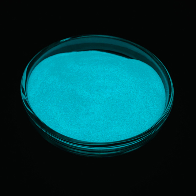 Large Particle Size Aqua Photoluminescent Pigment Powder
