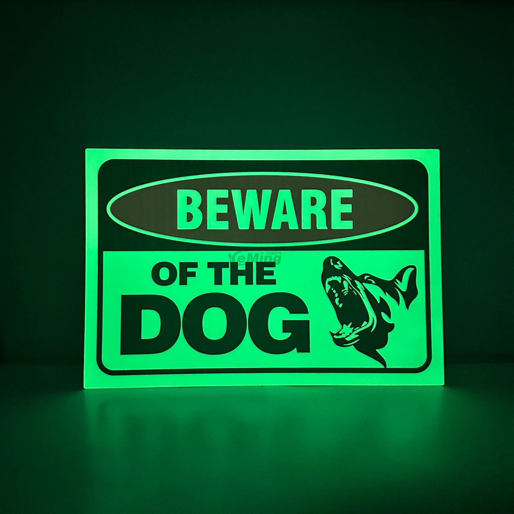 Glow in The Dark Beware of The Dog Warning Sign Photoluminescent Warning Dog Sign