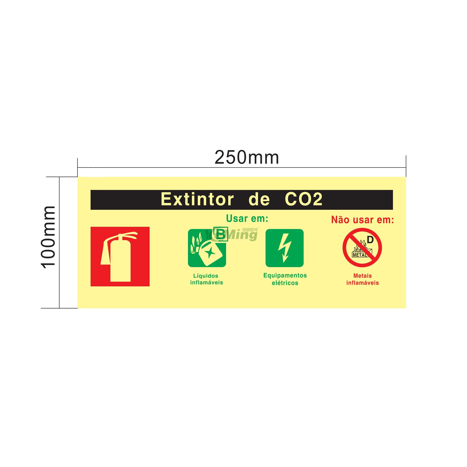Co2 Extinguishing Sign Plate Photoluminescent Fire Extinguisher Location Signs Safety Warning Sign