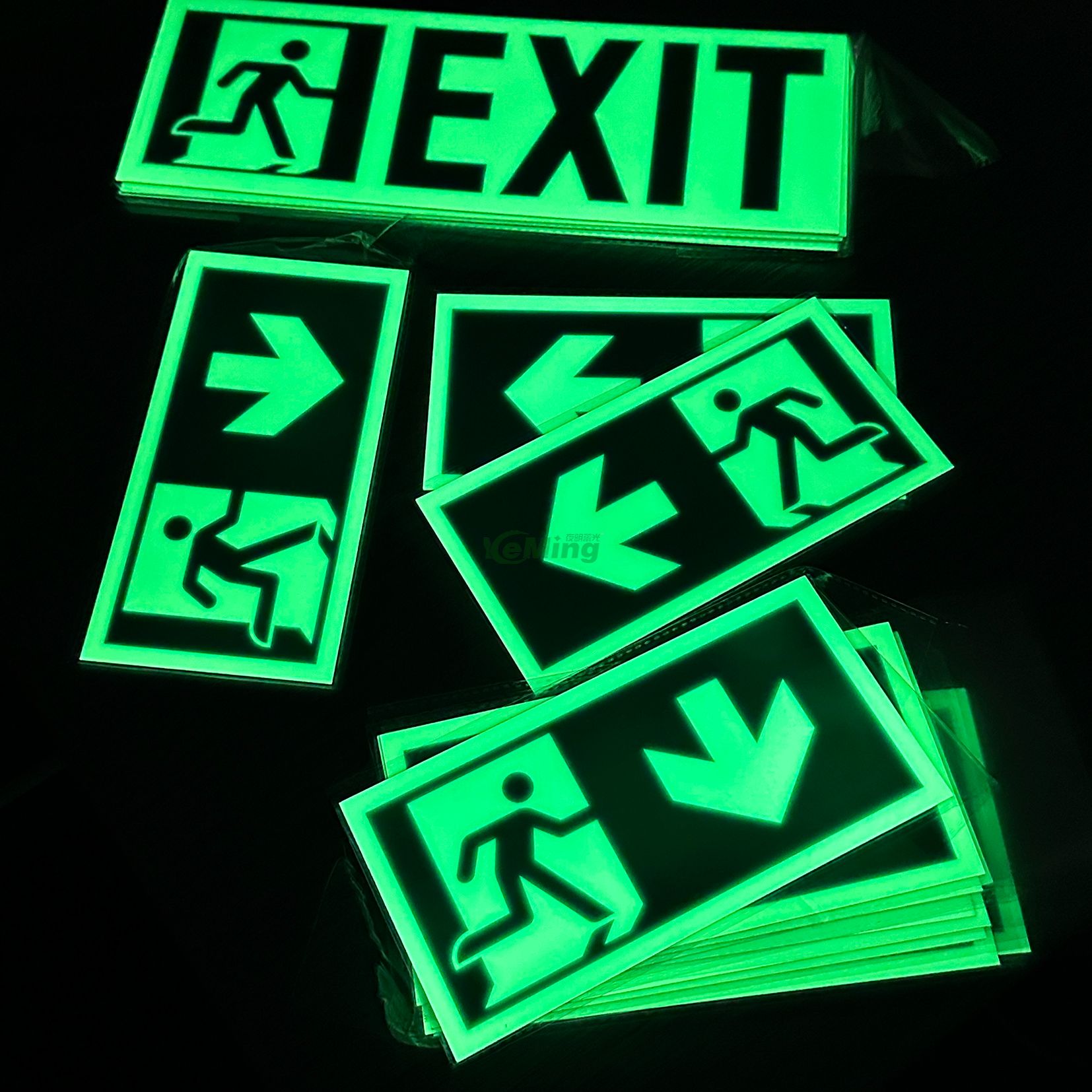 Photoluminescent Evacuation Exit Signs Luminous Exit Sign Glow In The Dark Safety Signs